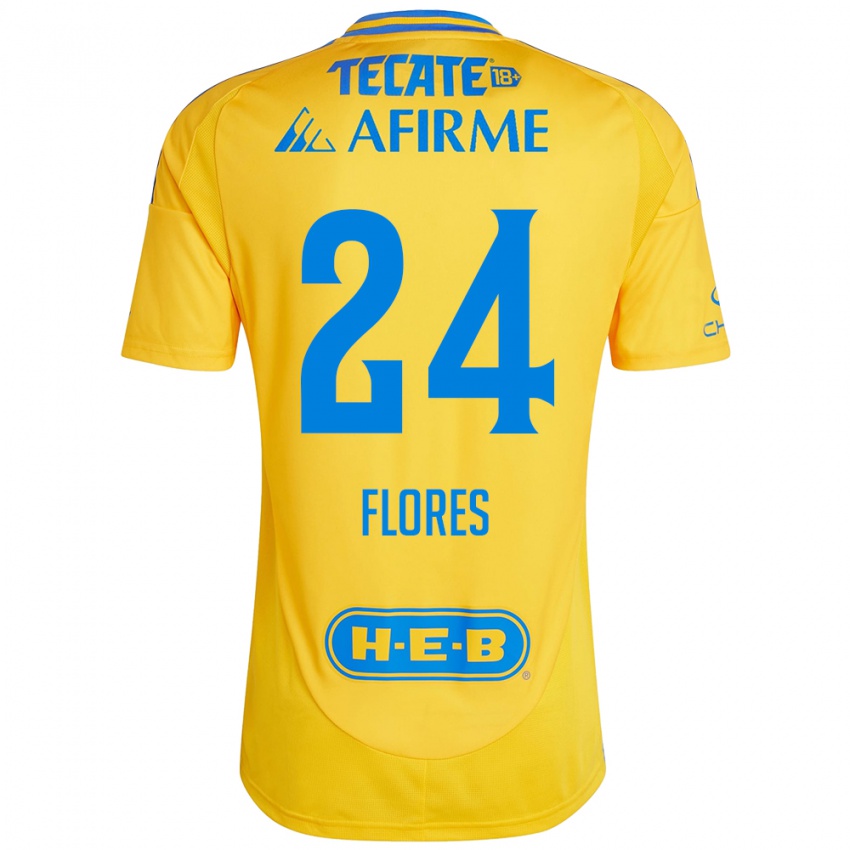 Børn Marcelo Flores #24 Guld Gul Hjemmebane Spillertrøjer 2024/25 Trøje T-Shirt