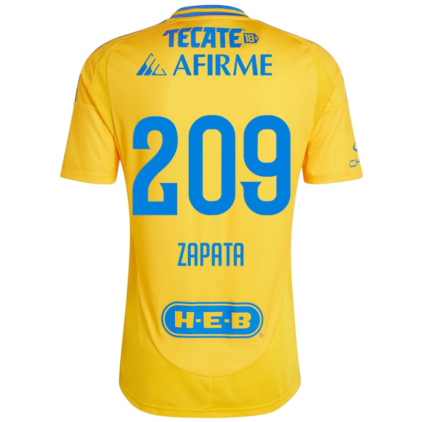 Børn Jorge Zapata #209 Guld Gul Hjemmebane Spillertrøjer 2024/25 Trøje T-Shirt