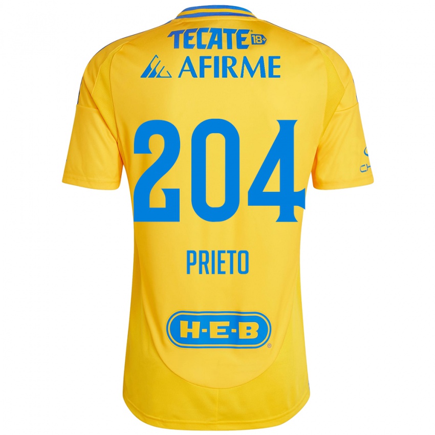 Børn Leonel Prieto #204 Guld Gul Hjemmebane Spillertrøjer 2024/25 Trøje T-Shirt