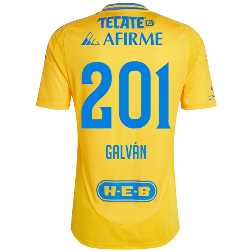 Børn Isac Galván #201 Guld Gul Hjemmebane Spillertrøjer 2024/25 Trøje T-Shirt