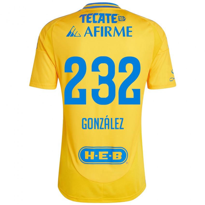 Børn César González #232 Guld Gul Hjemmebane Spillertrøjer 2024/25 Trøje T-Shirt