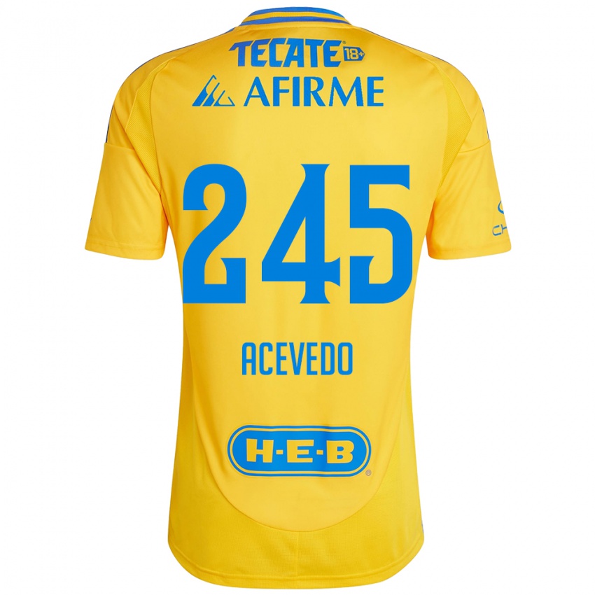 Børn Kevin Acevedo #245 Guld Gul Hjemmebane Spillertrøjer 2024/25 Trøje T-Shirt