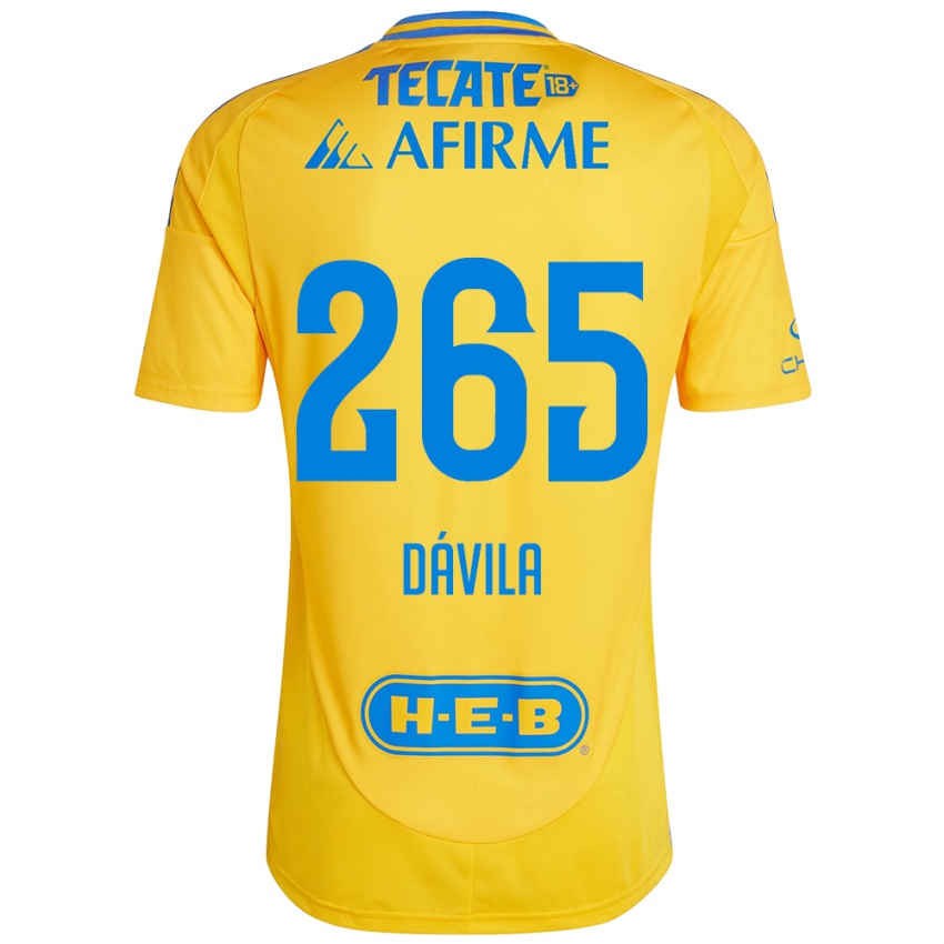 Børn Emiliano Dávila #265 Guld Gul Hjemmebane Spillertrøjer 2024/25 Trøje T-Shirt