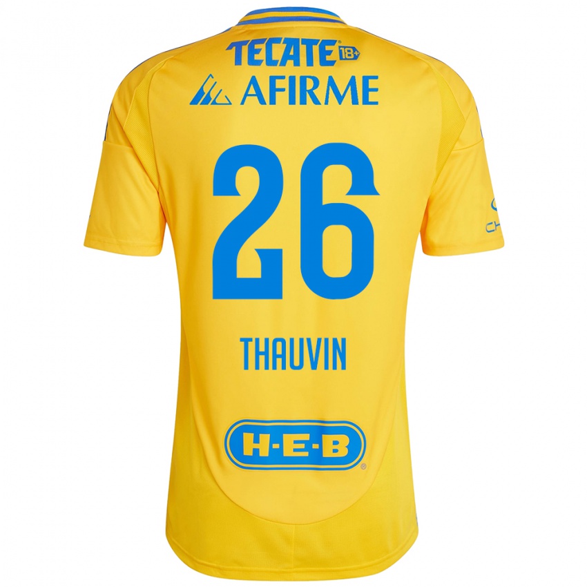 Børn Florian Thauvin #26 Guld Gul Hjemmebane Spillertrøjer 2024/25 Trøje T-Shirt