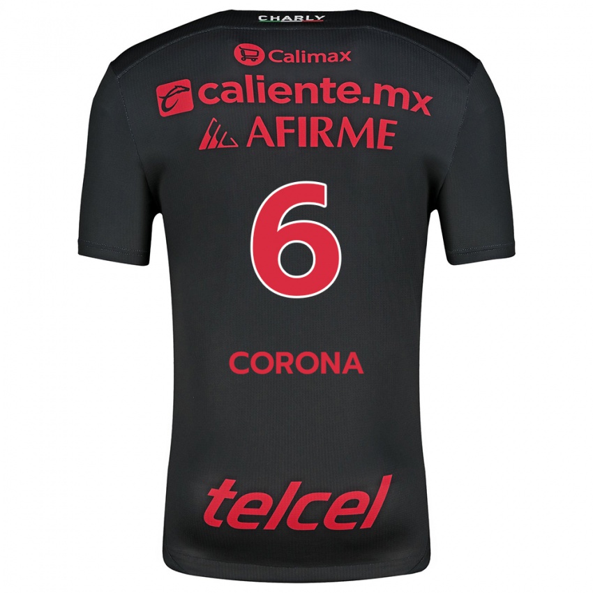 Børn Joe Corona #6 Sort Rød Hjemmebane Spillertrøjer 2024/25 Trøje T-Shirt