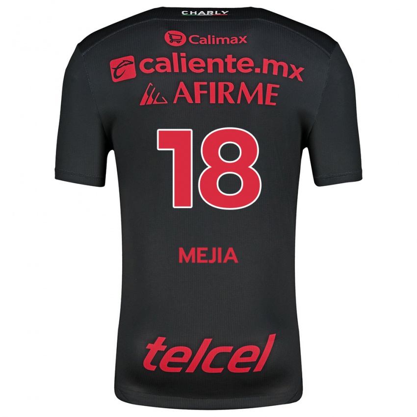 Børn Aarón Mejía #18 Sort Rød Hjemmebane Spillertrøjer 2024/25 Trøje T-Shirt