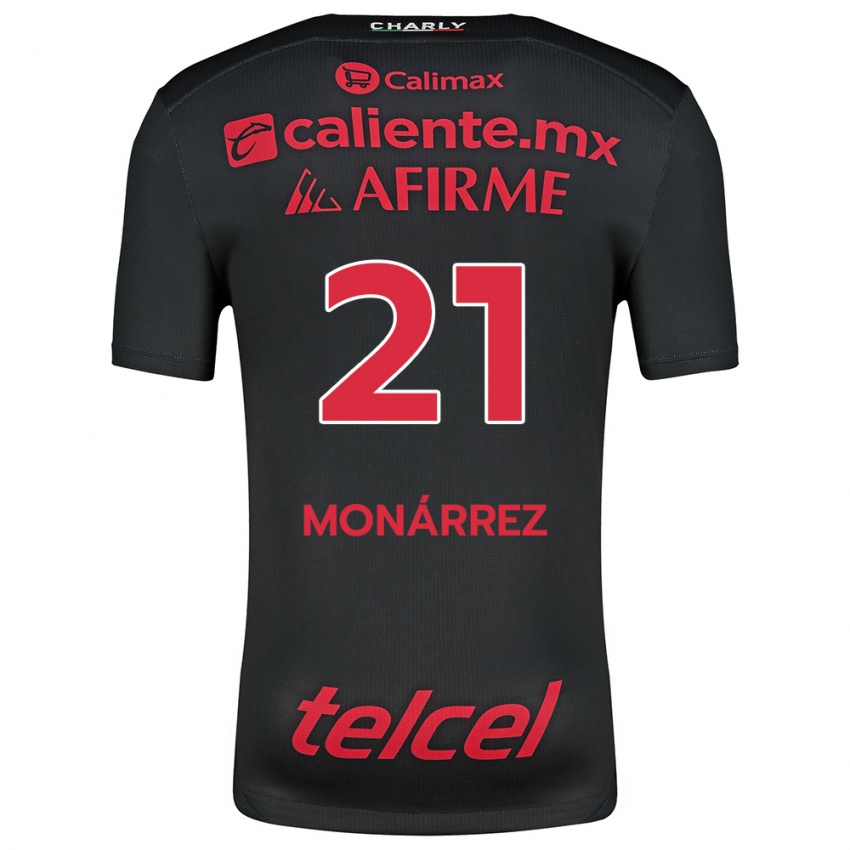 Børn Fernando Monárrez #21 Sort Rød Hjemmebane Spillertrøjer 2024/25 Trøje T-Shirt