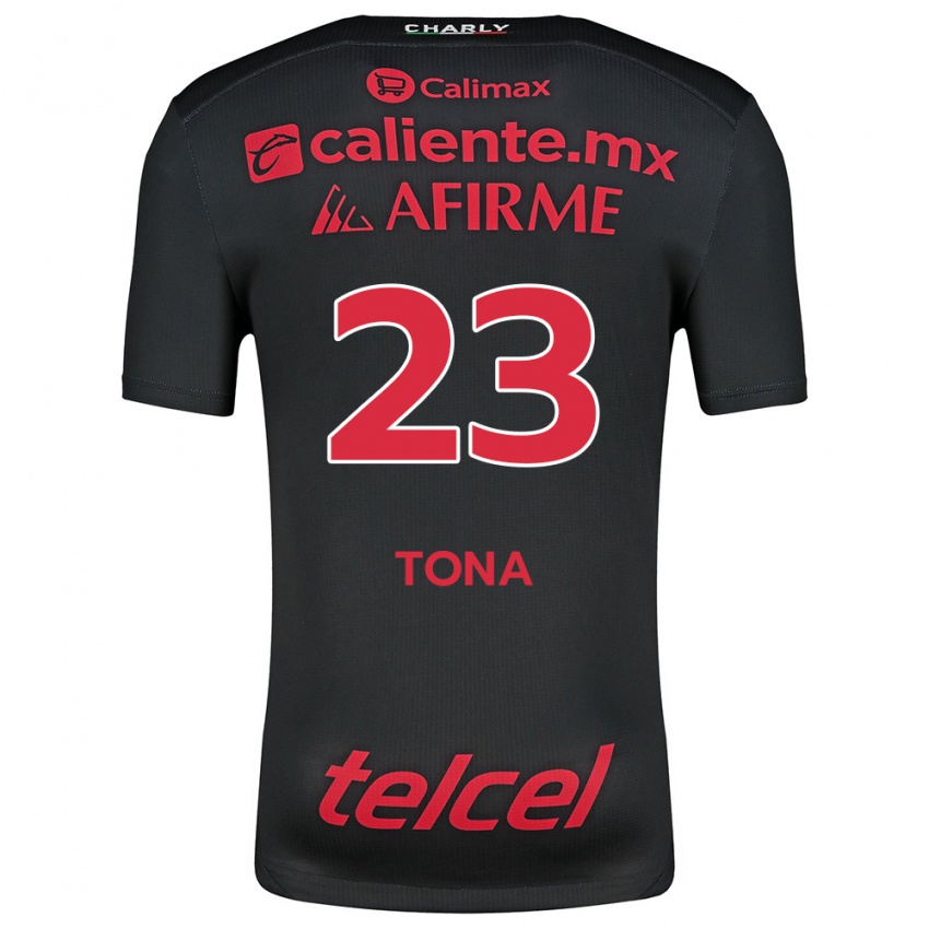 Børn Iván Tona #23 Sort Rød Hjemmebane Spillertrøjer 2024/25 Trøje T-Shirt