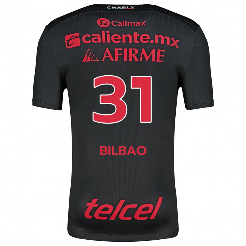 Børn Unai Bilbao #31 Sort Rød Hjemmebane Spillertrøjer 2024/25 Trøje T-Shirt