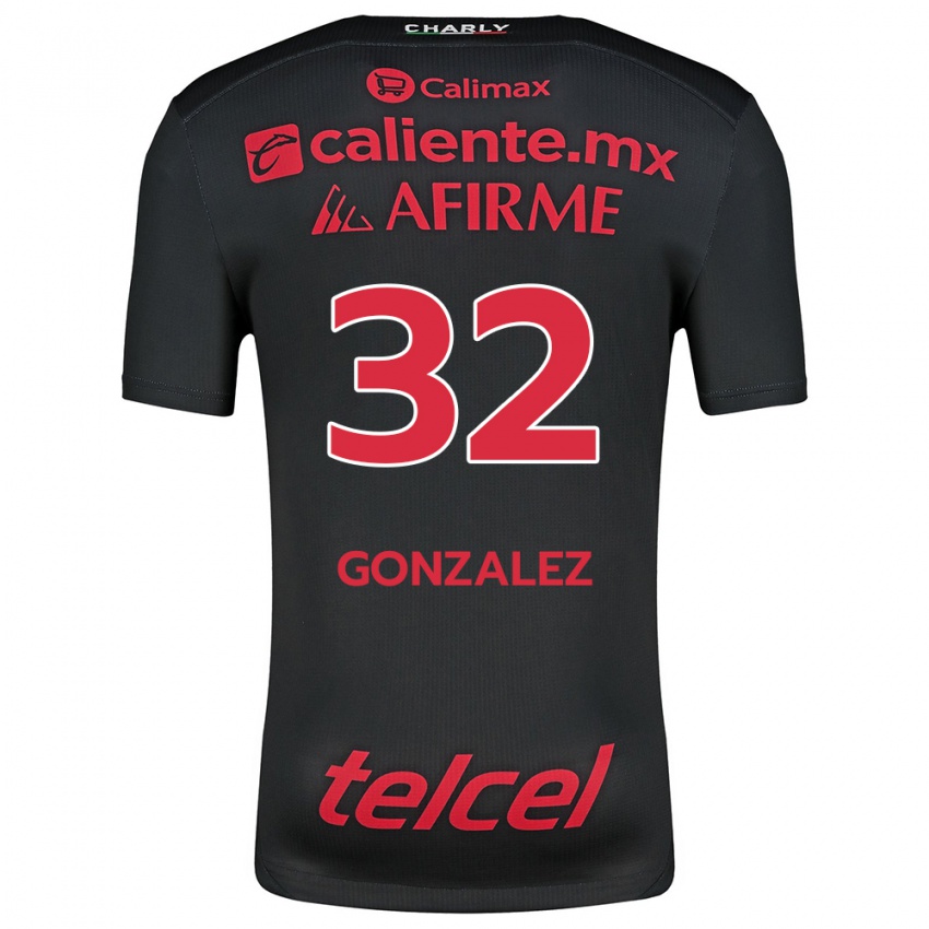 Børn Carlos Gonzalez #32 Sort Rød Hjemmebane Spillertrøjer 2024/25 Trøje T-Shirt