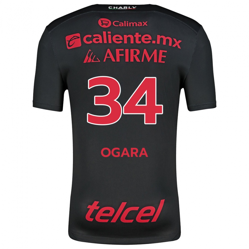 Børn Gerson Ogara #34 Sort Rød Hjemmebane Spillertrøjer 2024/25 Trøje T-Shirt