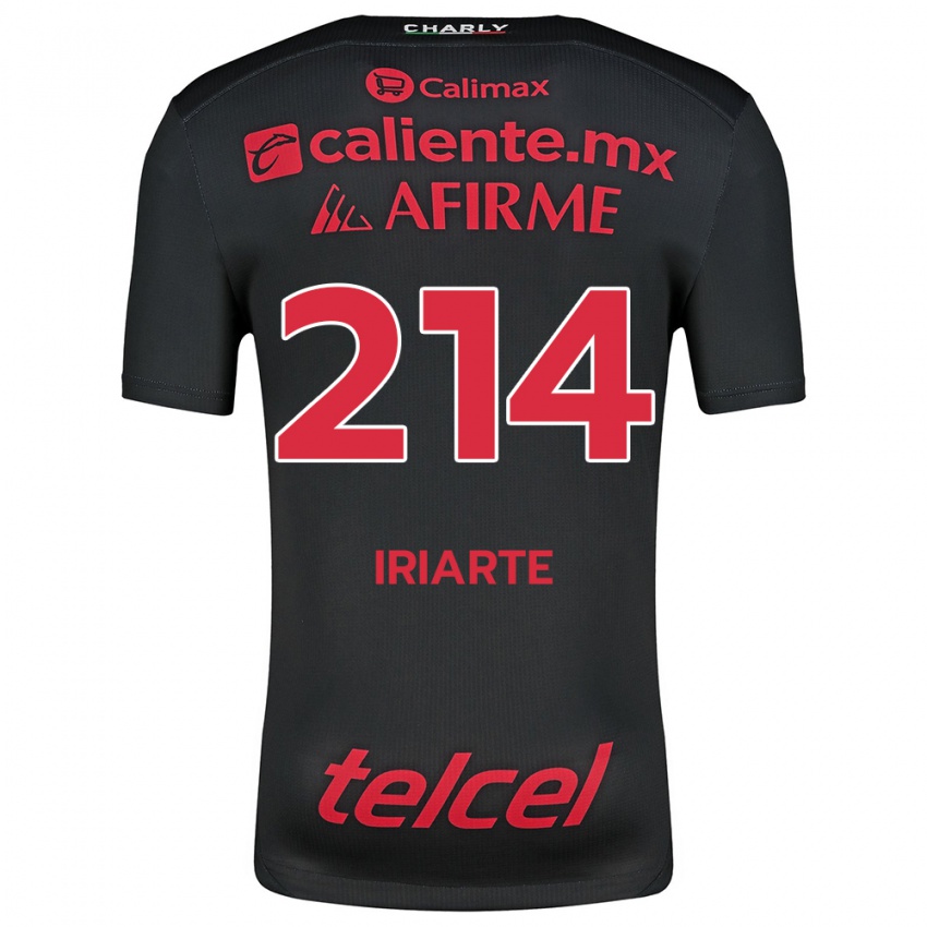 Børn Oliver Iriarte #214 Sort Rød Hjemmebane Spillertrøjer 2024/25 Trøje T-Shirt