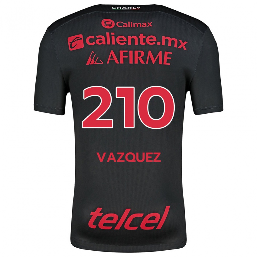 Børn Daniel Vázquez #210 Sort Rød Hjemmebane Spillertrøjer 2024/25 Trøje T-Shirt