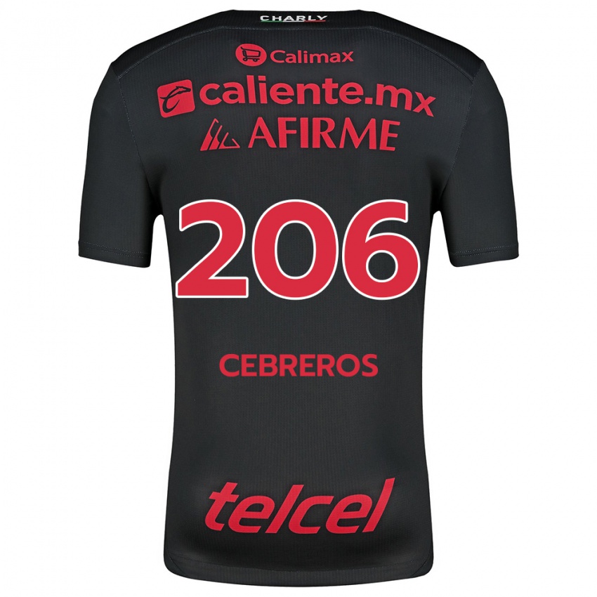 Børn Luis Cebreros #206 Sort Rød Hjemmebane Spillertrøjer 2024/25 Trøje T-Shirt