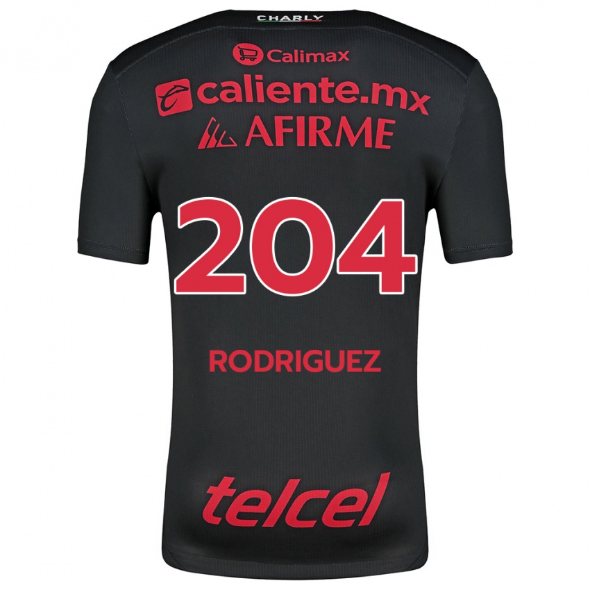 Børn Jesús Rodríguez #204 Sort Rød Hjemmebane Spillertrøjer 2024/25 Trøje T-Shirt