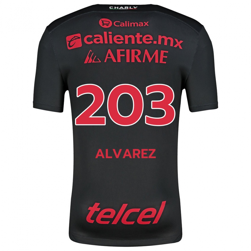 Børn Jaime Álvarez #203 Sort Rød Hjemmebane Spillertrøjer 2024/25 Trøje T-Shirt