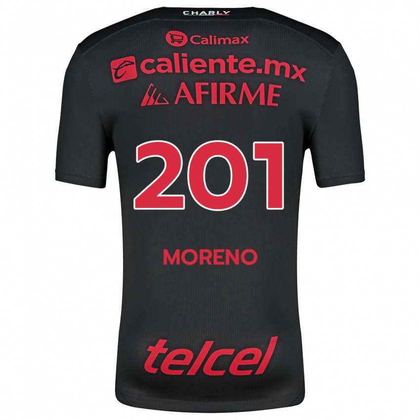 Børn Jesús Moreno #201 Sort Rød Hjemmebane Spillertrøjer 2024/25 Trøje T-Shirt