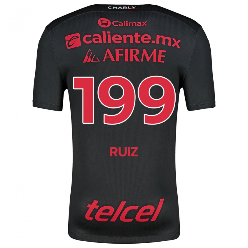 Børn Emilio Ruiz #199 Sort Rød Hjemmebane Spillertrøjer 2024/25 Trøje T-Shirt