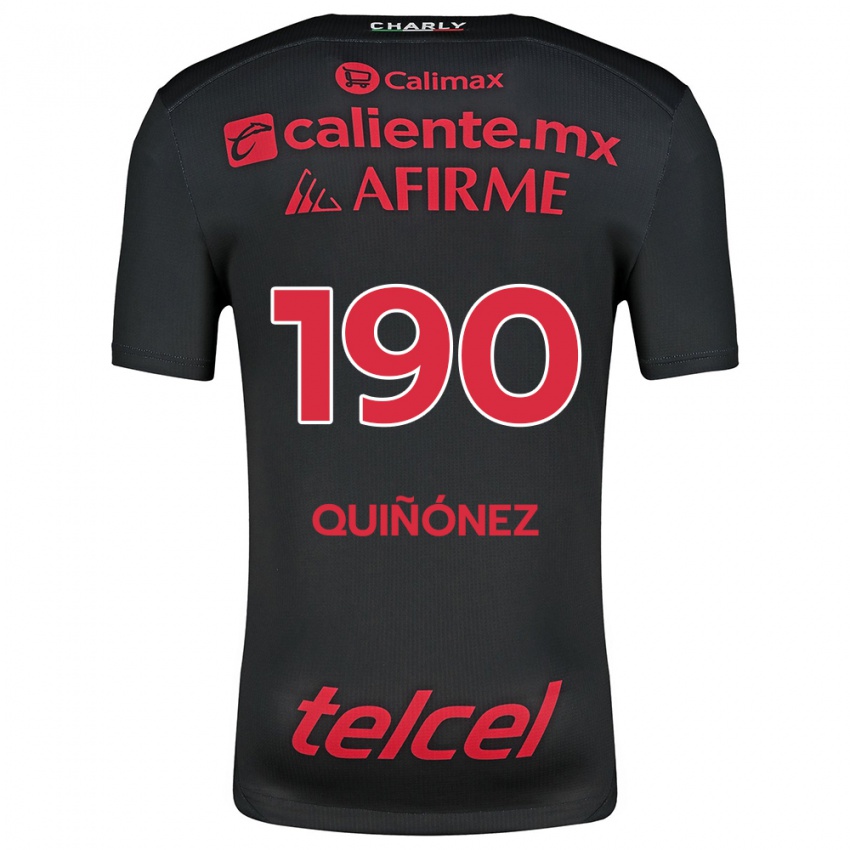 Børn Martín Quiñónez #190 Sort Rød Hjemmebane Spillertrøjer 2024/25 Trøje T-Shirt