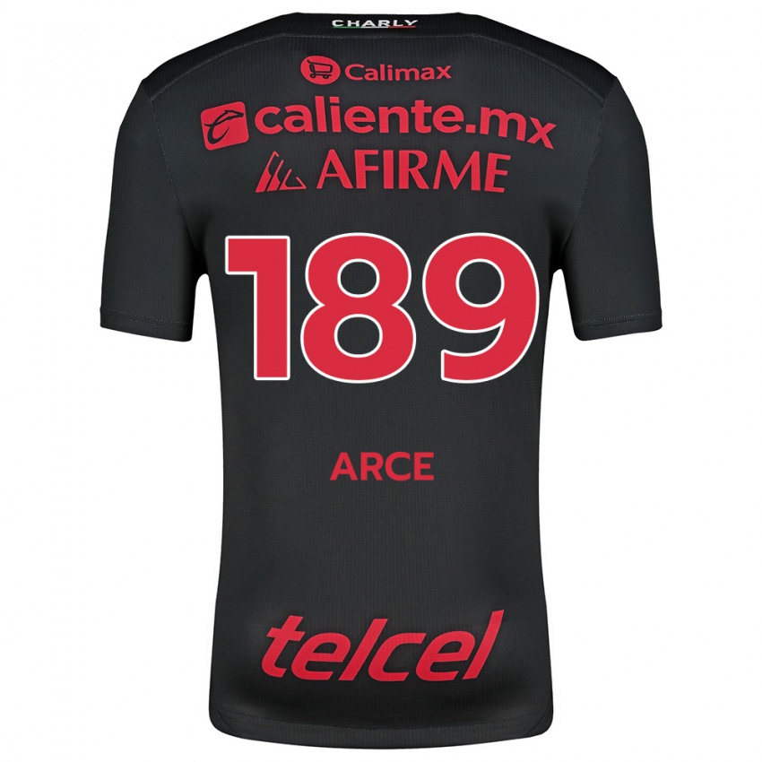 Børn Diego Arce #189 Sort Rød Hjemmebane Spillertrøjer 2024/25 Trøje T-Shirt