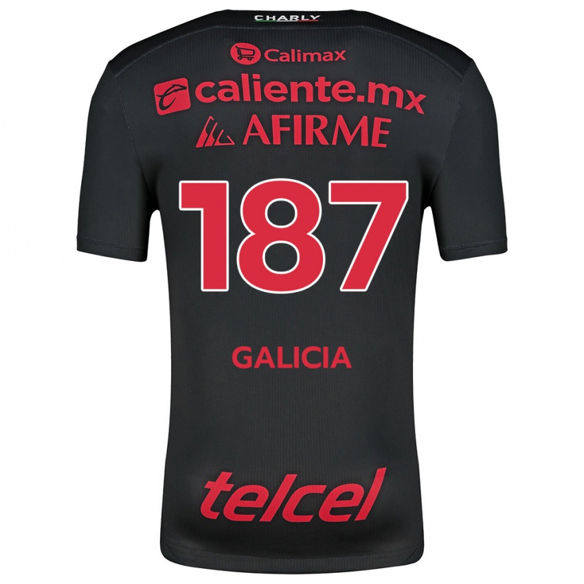 Børn Carlos Galicia #187 Sort Rød Hjemmebane Spillertrøjer 2024/25 Trøje T-Shirt