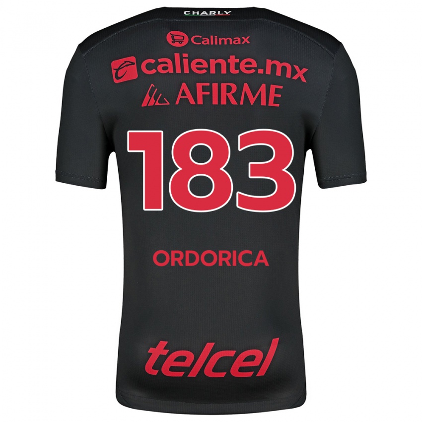 Børn Brandon Ordorica #183 Sort Rød Hjemmebane Spillertrøjer 2024/25 Trøje T-Shirt