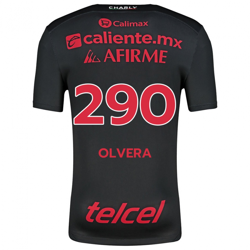 Børn Ian Olvera #290 Sort Rød Hjemmebane Spillertrøjer 2024/25 Trøje T-Shirt