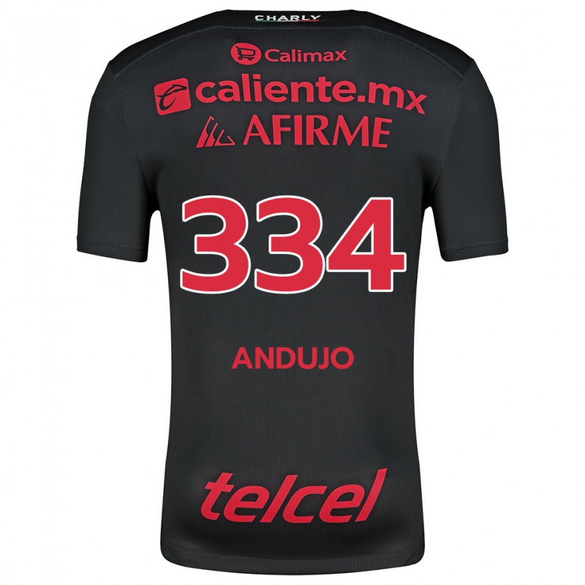 Børn Favio Andujo #334 Sort Rød Hjemmebane Spillertrøjer 2024/25 Trøje T-Shirt