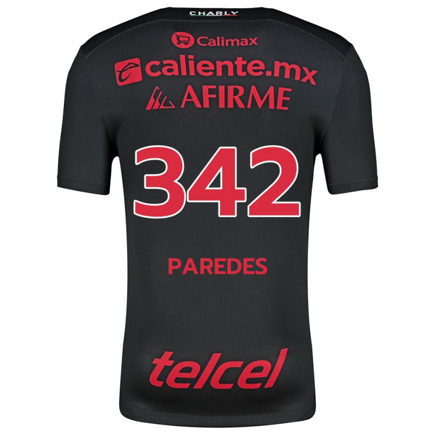 Børn Santiago Paredes #342 Sort Rød Hjemmebane Spillertrøjer 2024/25 Trøje T-Shirt