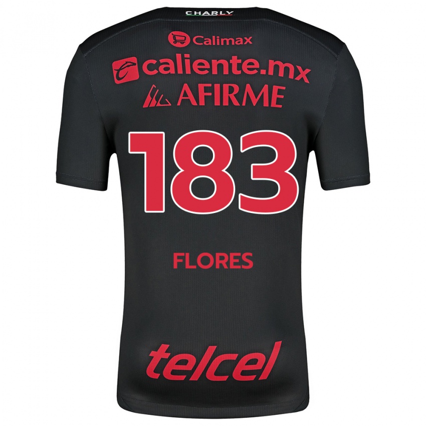 Børn Abraham Flores #183 Sort Rød Hjemmebane Spillertrøjer 2024/25 Trøje T-Shirt