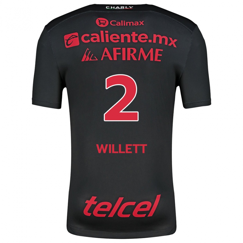 Børn Adyson Willett #2 Sort Rød Hjemmebane Spillertrøjer 2024/25 Trøje T-Shirt