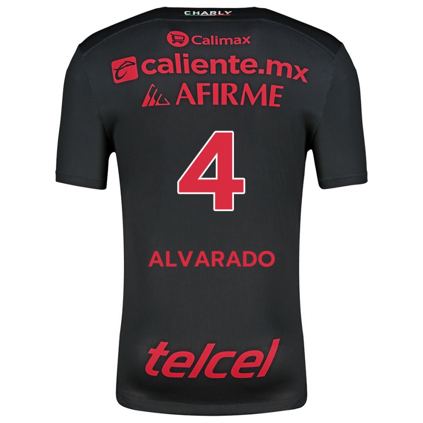 Børn Mónica Alvarado #4 Sort Rød Hjemmebane Spillertrøjer 2024/25 Trøje T-Shirt