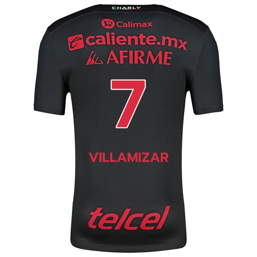 Børn Paola Villamizar #7 Sort Rød Hjemmebane Spillertrøjer 2024/25 Trøje T-Shirt