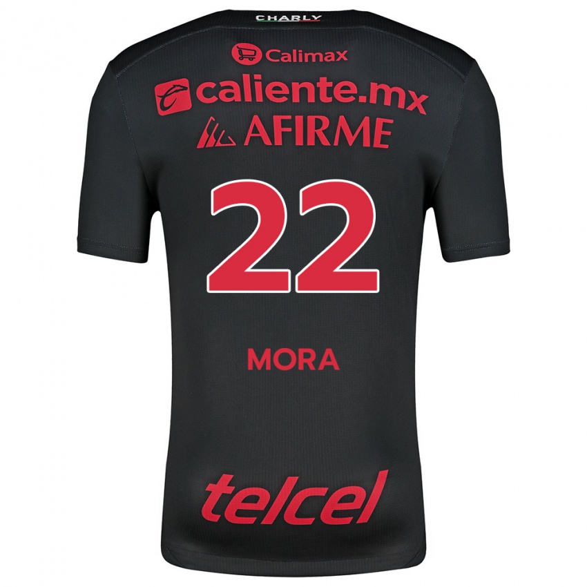 Børn Bianca Mora #22 Sort Rød Hjemmebane Spillertrøjer 2024/25 Trøje T-Shirt