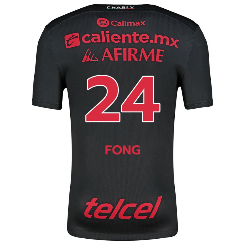 Børn Michel Fong #24 Sort Rød Hjemmebane Spillertrøjer 2024/25 Trøje T-Shirt