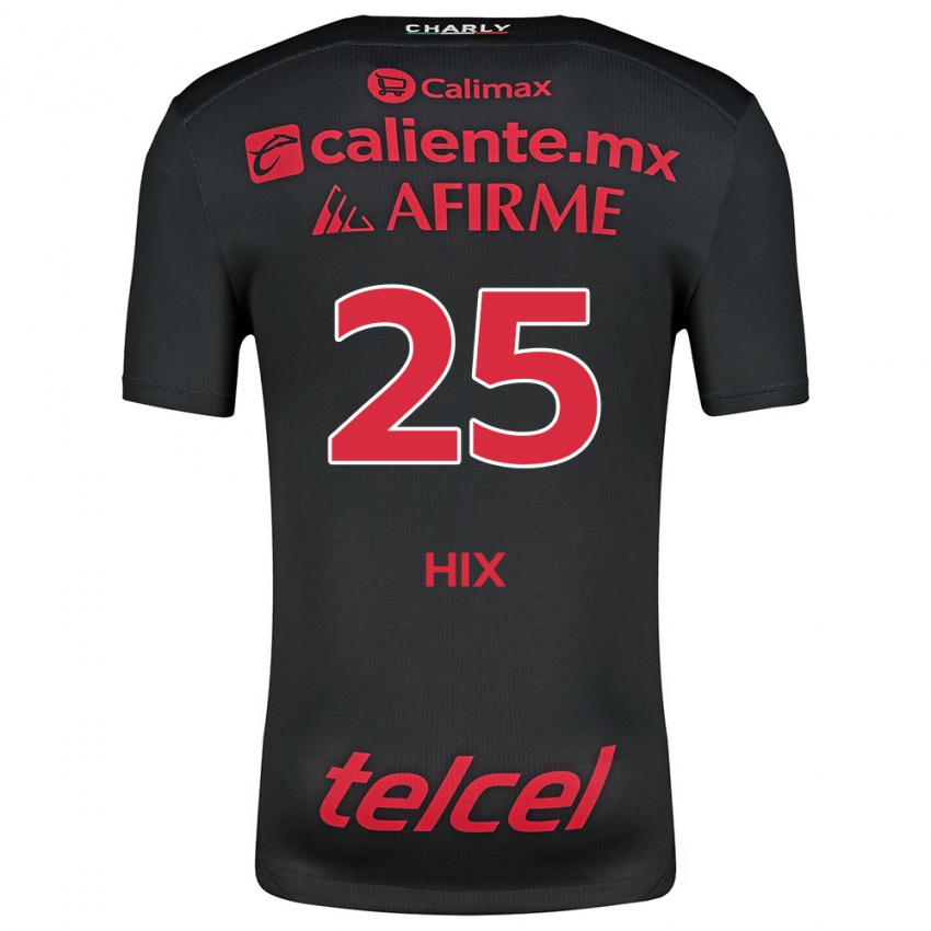 Børn Angelina Hix #25 Sort Rød Hjemmebane Spillertrøjer 2024/25 Trøje T-Shirt