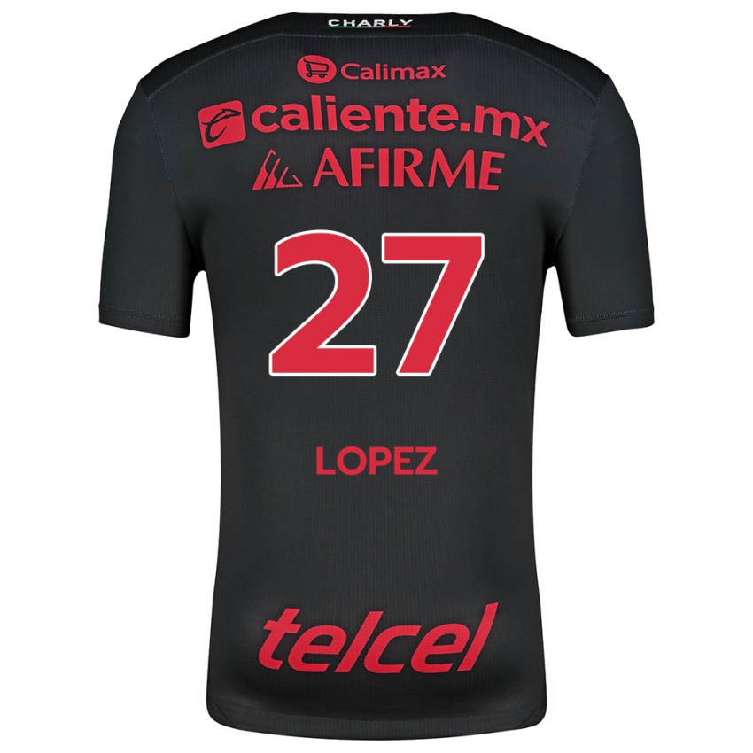 Børn Victoria López #27 Sort Rød Hjemmebane Spillertrøjer 2024/25 Trøje T-Shirt