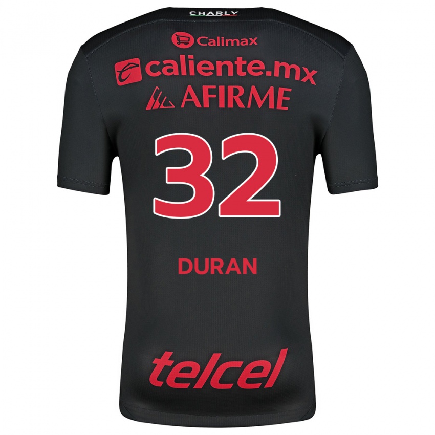 Børn Ailed Duran #32 Sort Rød Hjemmebane Spillertrøjer 2024/25 Trøje T-Shirt