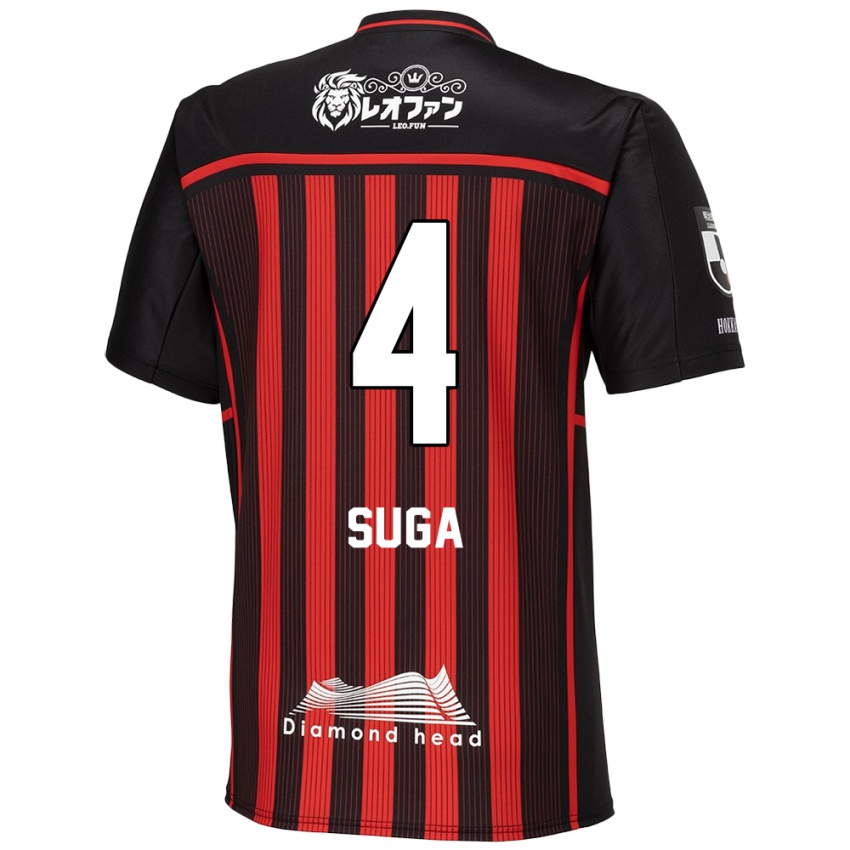 Børn Daiki Suga #4 Rød Sort Hjemmebane Spillertrøjer 2024/25 Trøje T-Shirt