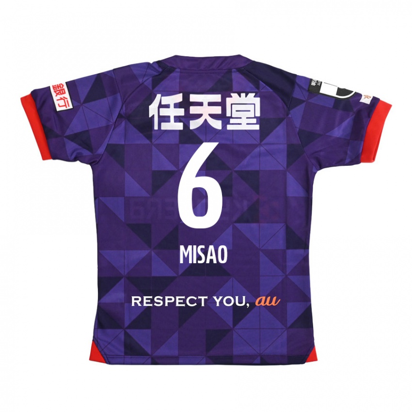 Børn Yuto Misao #6 Lilla Hvid Hjemmebane Spillertrøjer 2024/25 Trøje T-Shirt