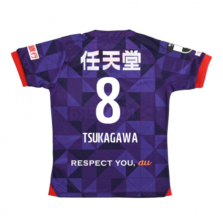 Børn Koki Tsukagawa #8 Lilla Hvid Hjemmebane Spillertrøjer 2024/25 Trøje T-Shirt