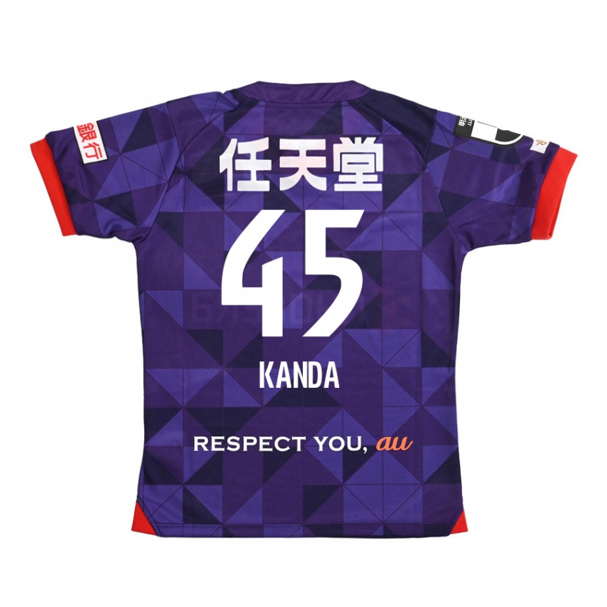 Børn Kotaro Kanda #45 Lilla Hvid Hjemmebane Spillertrøjer 2024/25 Trøje T-Shirt