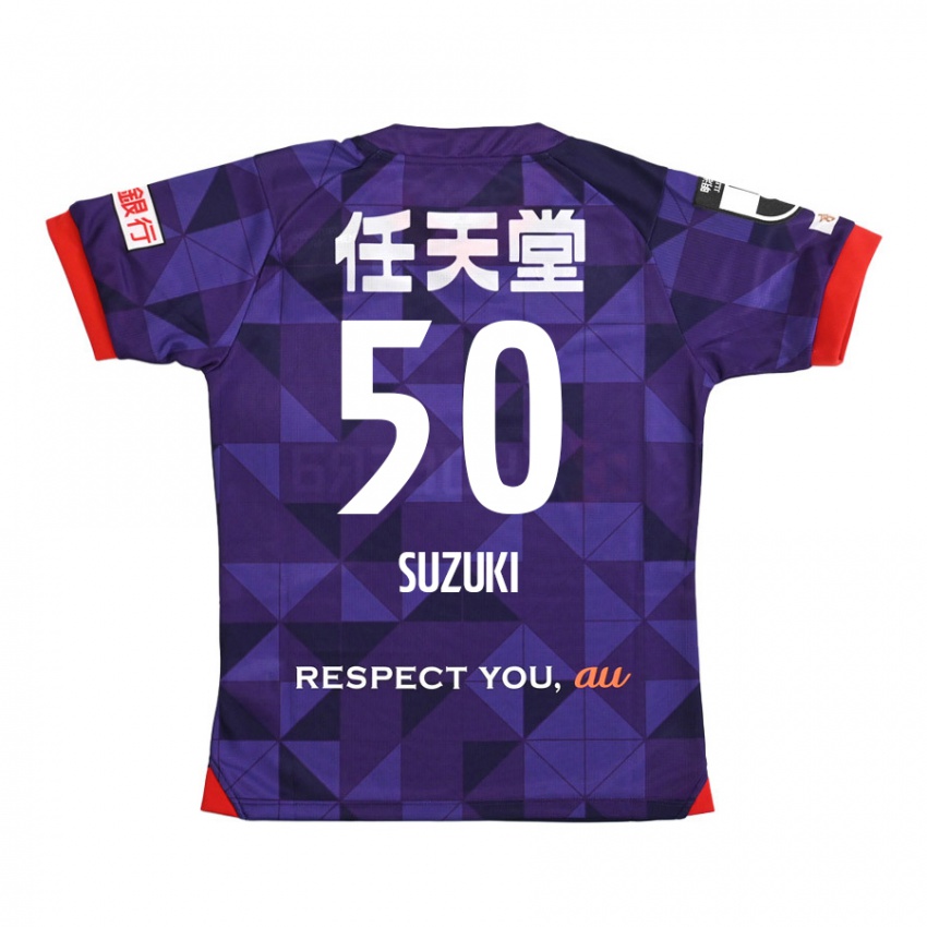 Børn Yoshinori Suzuki #50 Lilla Hvid Hjemmebane Spillertrøjer 2024/25 Trøje T-Shirt