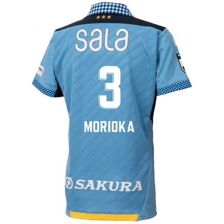 Børn Riku Morioka #3 Blå Sort Hjemmebane Spillertrøjer 2024/25 Trøje T-Shirt