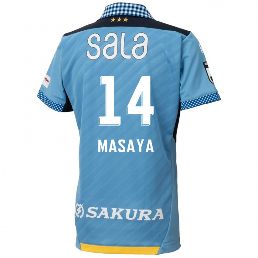 Børn Masaya Matsumoto #14 Blå Sort Hjemmebane Spillertrøjer 2024/25 Trøje T-Shirt