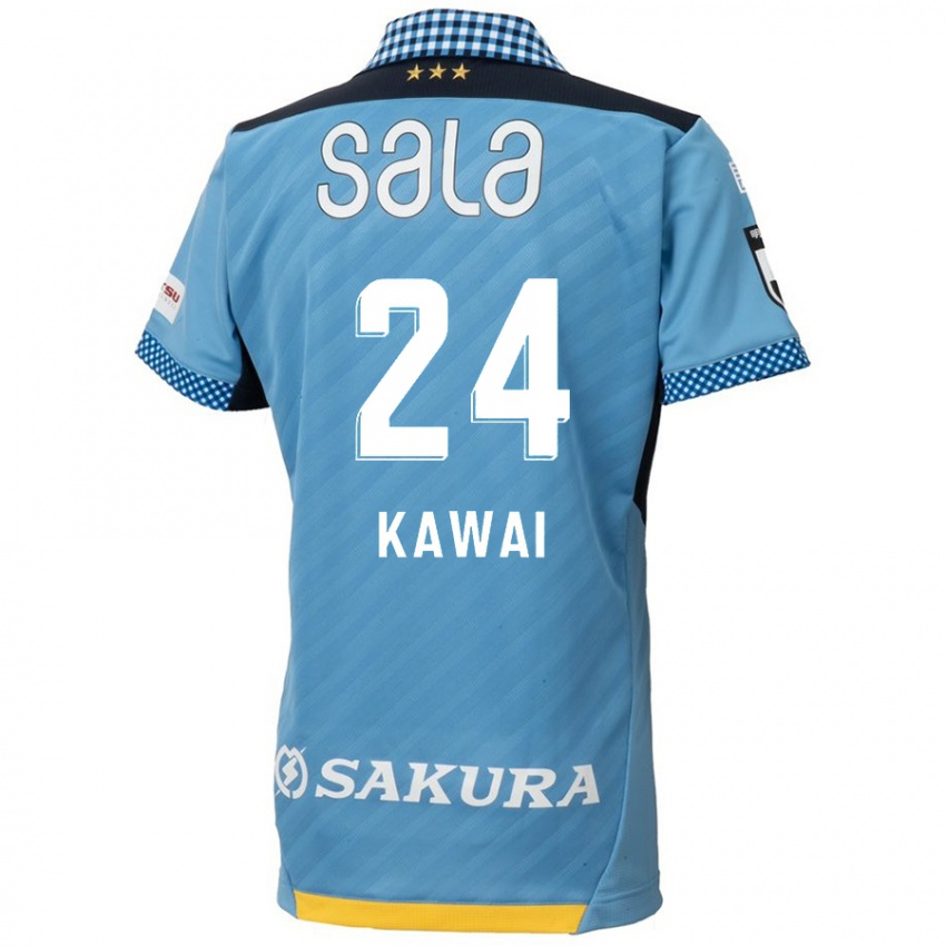 Børn Yuki Kawai #24 Blå Sort Hjemmebane Spillertrøjer 2024/25 Trøje T-Shirt