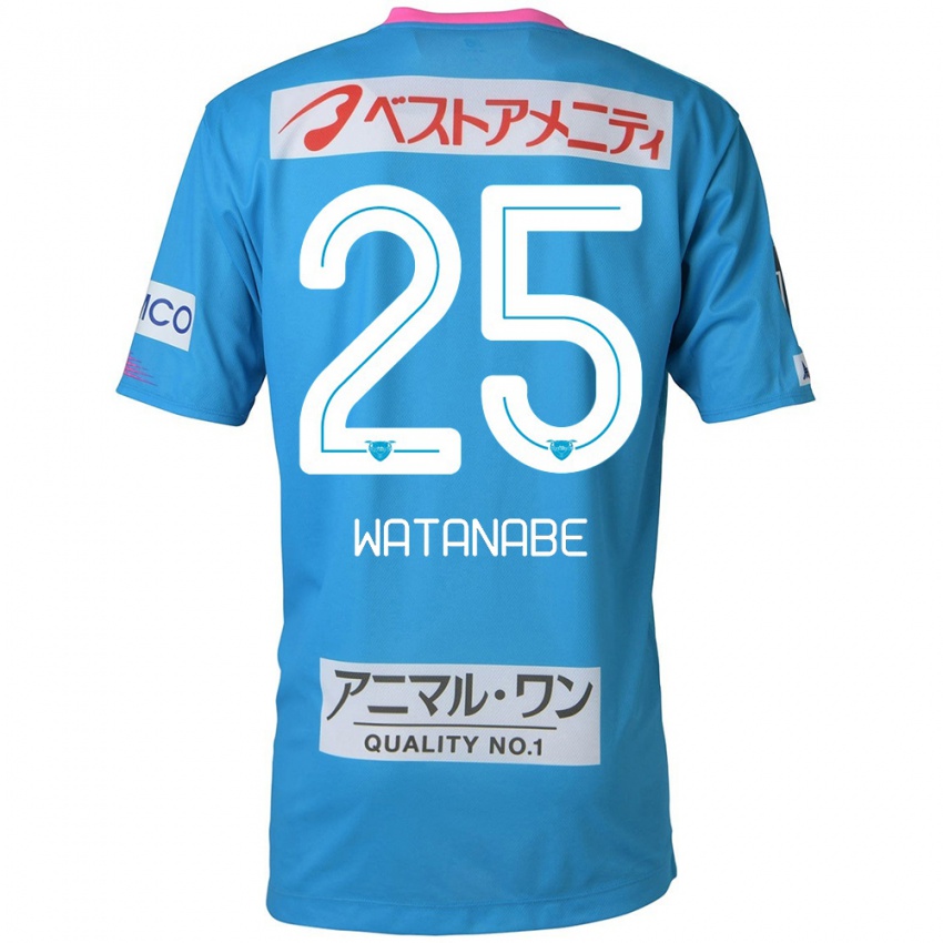 Børn Ryohei Watanabe #25 Blå Lyserød Hjemmebane Spillertrøjer 2024/25 Trøje T-Shirt