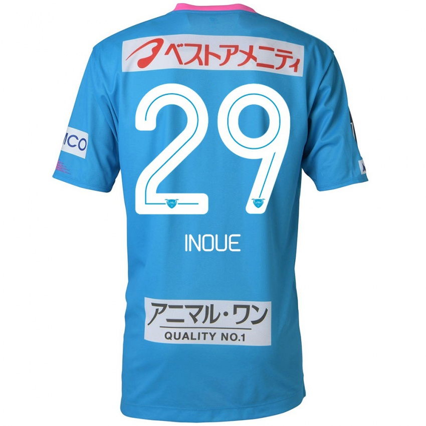 Børn Taisei Inoue #29 Blå Lyserød Hjemmebane Spillertrøjer 2024/25 Trøje T-Shirt