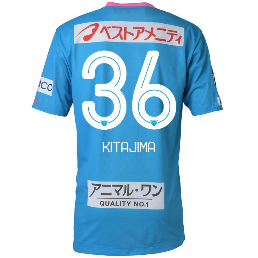 Børn Fumiya Kitajima #36 Blå Lyserød Hjemmebane Spillertrøjer 2024/25 Trøje T-Shirt