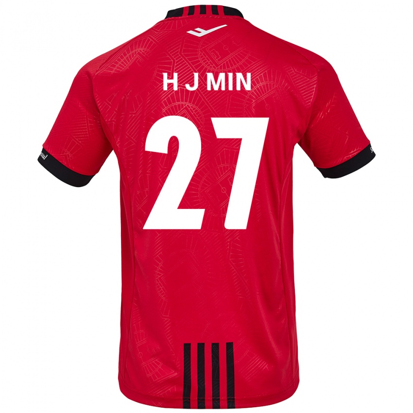 Børn Ji-Hoon Min #27 Rød Sort Hjemmebane Spillertrøjer 2024/25 Trøje T-Shirt